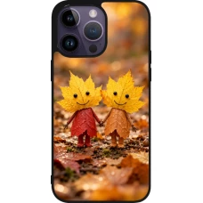 iPhone 15 Pro Max Case Hülle - Silikon schwarz Autumn 26 Couple of leaves