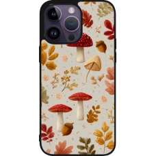 iPhone 15 Pro Max Case Hülle - Silikon schwarz Autumn 26 Mushrooms and leaves