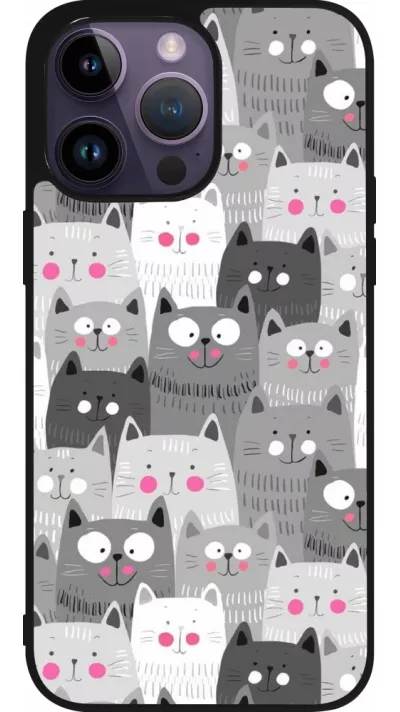 iPhone 15 Pro Max Case Hülle - Silikon schwarz Katzenschwärme