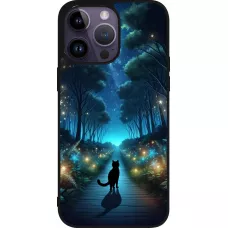 iPhone 15 Pro Max Case Hülle - Silikon schwarz Schwarze Katze Spaziergang