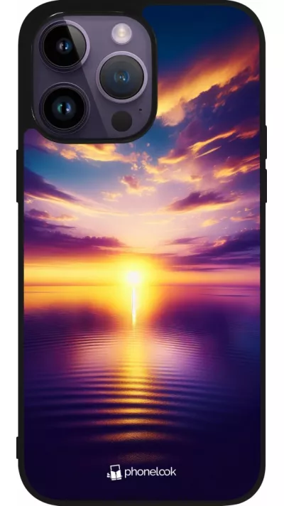iPhone 15 Pro Max Case Hülle - Silikon schwarz Sonnenuntergang gelb violett