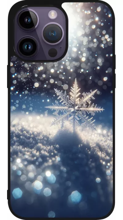 iPhone 15 Pro Max Case Hülle - Silikon schwarz Schneeflocke Solar Glanz