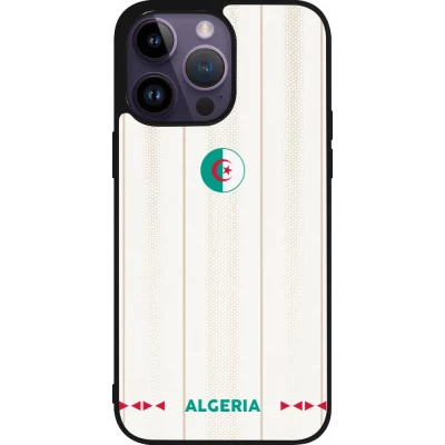 Coque iPhone 15 Pro Max - Silicone rigide noir Maillot de football Algérie 2026 personnalisable