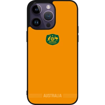 Coque iPhone 15 Pro Max - Silicone rigide noir Maillot de football Australie 2026 personnalisable