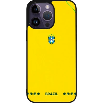 iPhone 15 Pro Max Case Hülle - Silikon schwarz Brasilien 2026 personalisierbares Fussballtrikot