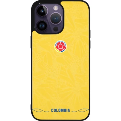 Coque iPhone 15 Pro Max - Silicone rigide noir Maillot de football Colombie 2026 personnalisable