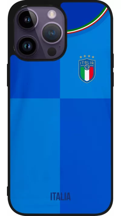 iPhone 15 Pro Max Case Hülle - Silikon schwarz Italien 2022 personalisierbares Fußballtrikot