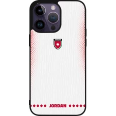 Coque iPhone 15 Pro Max - Silicone rigide noir Maillot de football Jordanie 2026 personnalisable