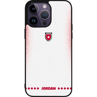 Coque iPhone 15 Pro Max - Silicone rigide noir Maillot de football Jordanie 2026 personnalisable
