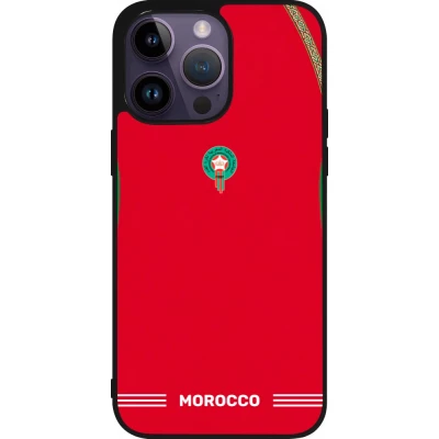 iPhone 15 Pro Max Case Hülle - Silikon schwarz Marokko 2026 personalisierbares Fussballtrikot