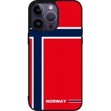 Coque iPhone 15 Pro Max - Silicone rigide noir Maillot de football Norvège 2026 personnalisable