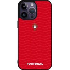 Coque iPhone 15 Pro Max - Silicone rigide noir Maillot de football Portugal 2026 personnalisable