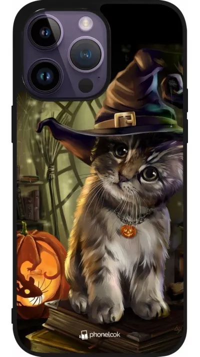 iPhone 15 Pro Max Case Hülle - Silikon schwarz Halloween 21 Witch cat
