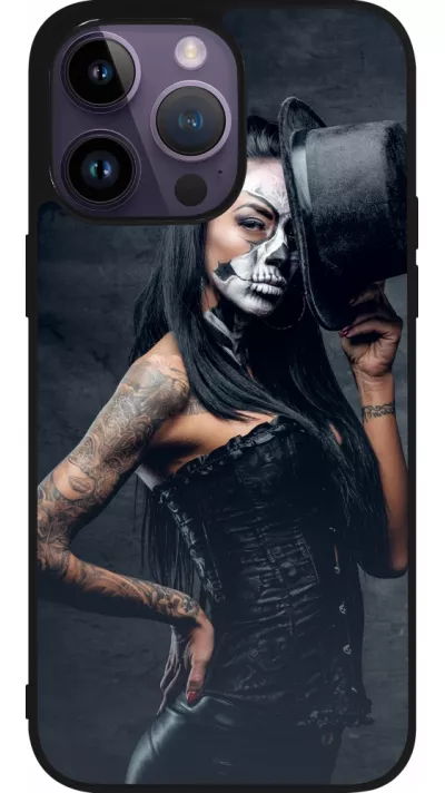 iPhone 15 Pro Max Case Hülle - Silikon schwarz Halloween 22 Tattooed Girl