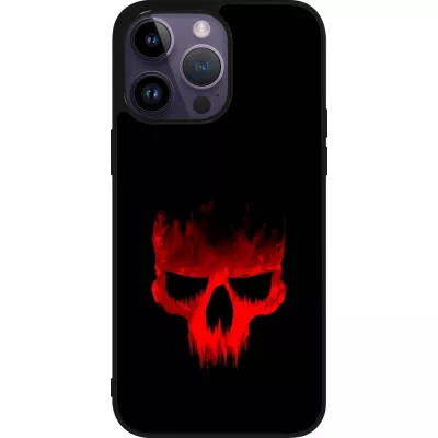 iPhone 15 Pro Max Case Hülle - Silikon schwarz Halloween 2023 scary skull