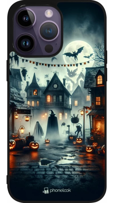 iPhone 15 Pro Max Case Hülle - Silikon schwarz Halloween Spukstadt