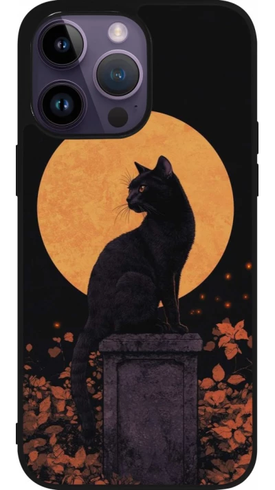 iPhone 15 Pro Max Case Hülle - Silikon schwarz Halloween 2026 Cat Art Nouveau