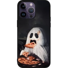 iPhone 15 Pro Max Case Hülle - Silikon schwarz Halloween 2026 Ghost eating pizza