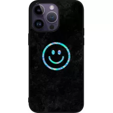 iPhone 15 Pro Max Case Hülle - Silikon schwarz Happy smiley irisirt