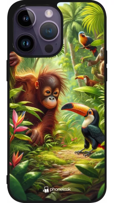 iPhone 15 Pro Max Case Hülle - Silikon schwarz Tropischer Dschungel Tayrona
