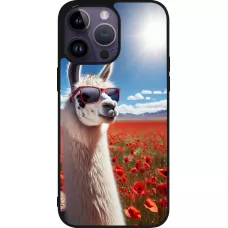 iPhone 15 Pro Max Case Hülle - Silikon schwarz Lama Chic in Mohnblume