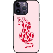 iPhone 15 Pro Max Case Hülle - Silikon schwarz Leopard with hearts 2026