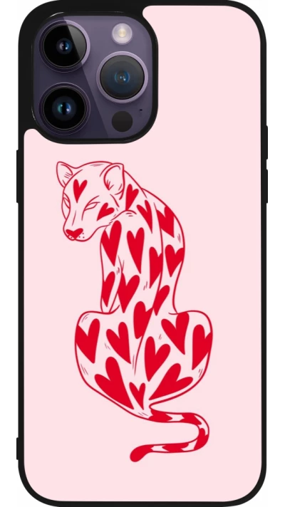 iPhone 15 Pro Max Case Hülle - Silikon schwarz Leopard with hearts 2026