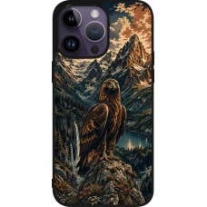 iPhone 15 Pro Max Case Hülle - Silikon schwarz Linocut Steinadler