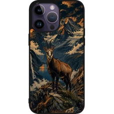 iPhone 15 Pro Max Case Hülle - Silikon schwarz Linocut Gämse