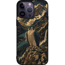iPhone 15 Pro Max Case Hülle - Silikon schwarz Linocut Wanderfalke
