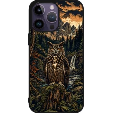 iPhone 15 Pro Max Case Hülle - Silikon schwarz Linocut Uhu