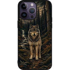 iPhone 15 Pro Max Case Hülle - Silikon schwarz Linocut Wold