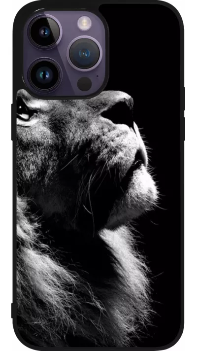 iPhone 15 Pro Max Case Hülle - Silikon schwarz Lion looking up