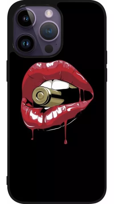 iPhone 15 Pro Max Case Hülle - Silikon schwarz Lips bullet