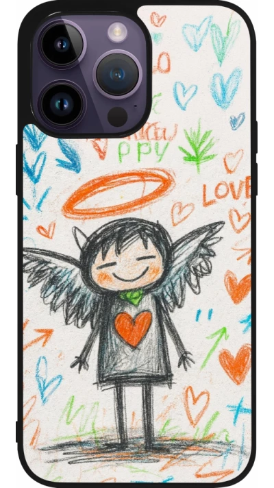 iPhone 15 Pro Max Case Hülle - Silikon schwarz Little Angel Sketch Love