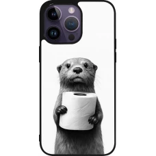 iPhone 15 Pro Max Case Hülle - Silikon schwarz Otter Toilettenpapier