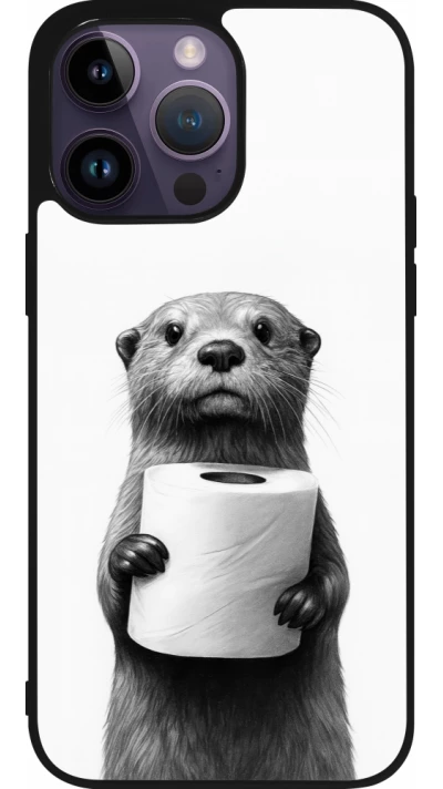 iPhone 15 Pro Max Case Hülle - Silikon schwarz Otter Toilettenpapier