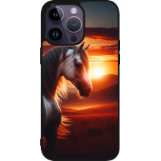 iPhone 15 Pro Max Case Hülle - Silikon schwarz Majestätischer Sonnenuntergang Pferd