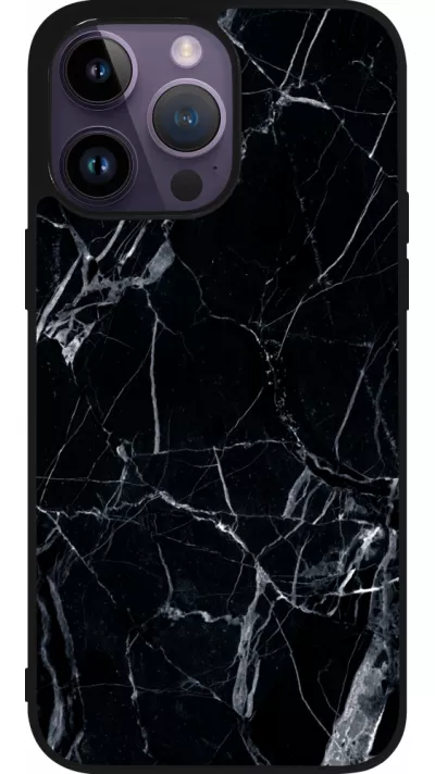 iPhone 15 Pro Max Case Hülle - Silikon schwarz Marble Black 01