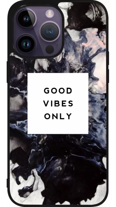 iPhone 15 Pro Max Case Hülle - Silikon schwarz Marble Good Vibes Only