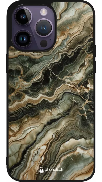 iPhone 15 Pro Max Case Hülle - Silikon schwarz Oliv Marmor