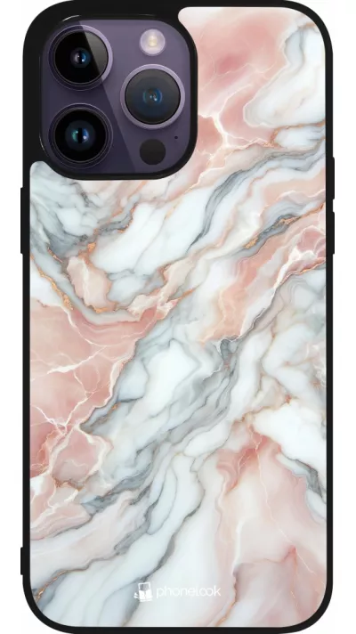 iPhone 15 Pro Max Case Hülle - Silikon schwarz Rosa Leuchtender Marmor