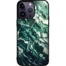 iPhone 15 Pro Max Case Hülle - Silikon schwarz Majestätischer grüner Marmor