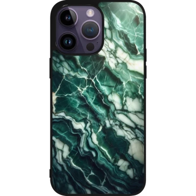 iPhone 15 Pro Max Case Hülle - Silikon schwarz Majestätischer grüner Marmor