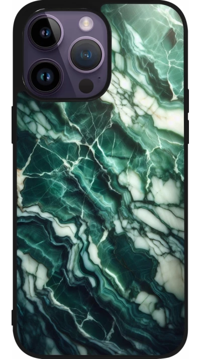 iPhone 15 Pro Max Case Hülle - Silikon schwarz Majestätischer grüner Marmor
