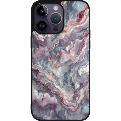 iPhone 15 Pro Max Case Hülle - Silikon schwarz Violetter silberner Marmor