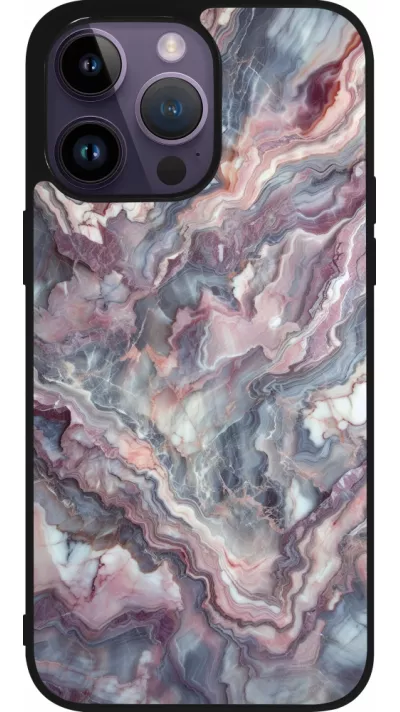 iPhone 15 Pro Max Case Hülle - Silikon schwarz Violetter silberner Marmor