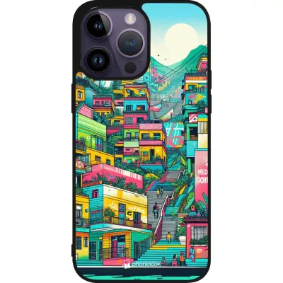 iPhone 15 Pro Max Case Hülle - Silikon schwarz Medellin Comuna 13 Kunst
