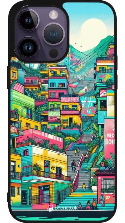 iPhone 15 Pro Max Case Hülle - Silikon schwarz Medellin Comuna 13 Kunst