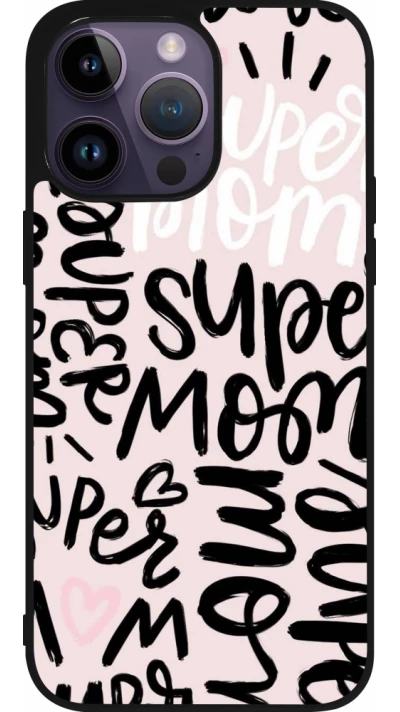 iPhone 15 Pro Max Case Hülle - Silikon schwarz Mom 2024 Super mom
